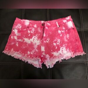 Hot pink denim shorts